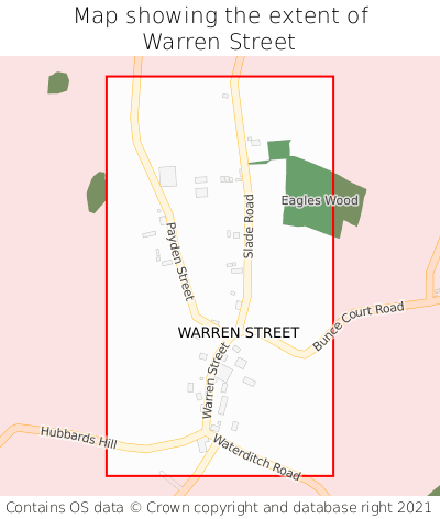 Map showing extent of Warren Street as bounding box