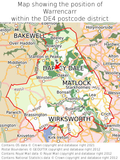 Map showing location of Warrencarr within DE4