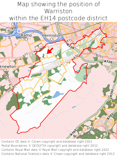 Map showing location of Warriston within EH14