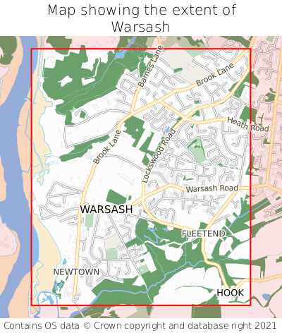 Map showing extent of Warsash as bounding box