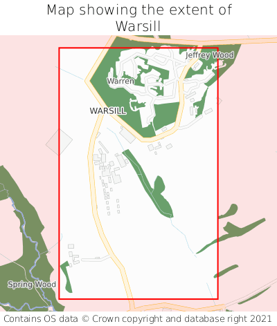 Map showing extent of Warsill as bounding box