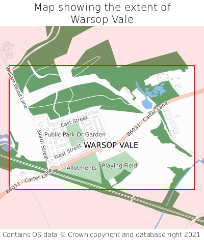 Map showing extent of Warsop Vale as bounding box