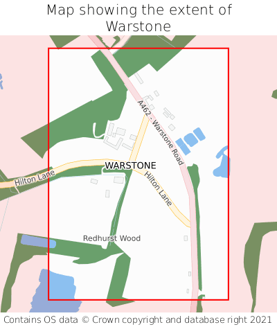 Map showing extent of Warstone as bounding box