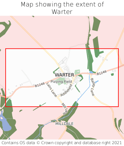 Map showing extent of Warter as bounding box
