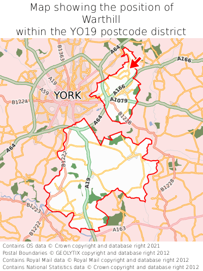 Map showing location of Warthill within YO19