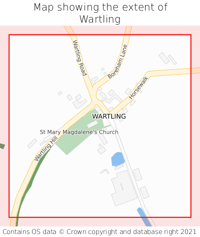 Map showing extent of Wartling as bounding box