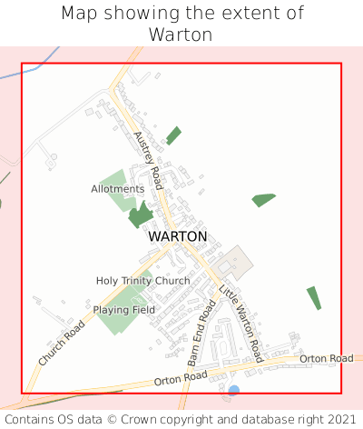 Map showing extent of Warton as bounding box