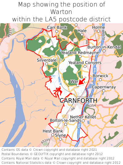 Map showing location of Warton within LA5