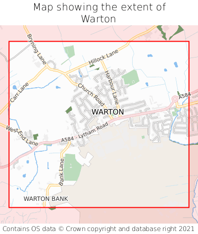 Map showing extent of Warton as bounding box