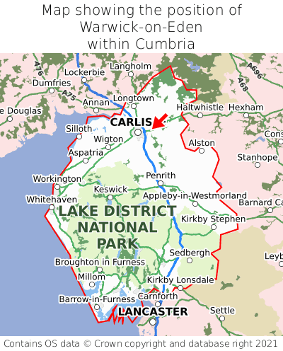 Map showing location of Warwick-on-Eden within Cumbria