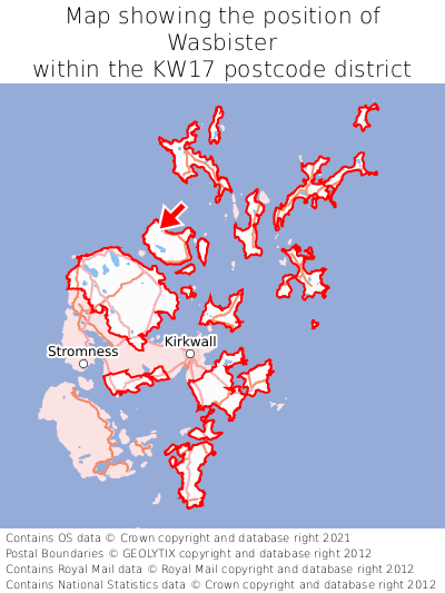 Map showing location of Wasbister within KW17