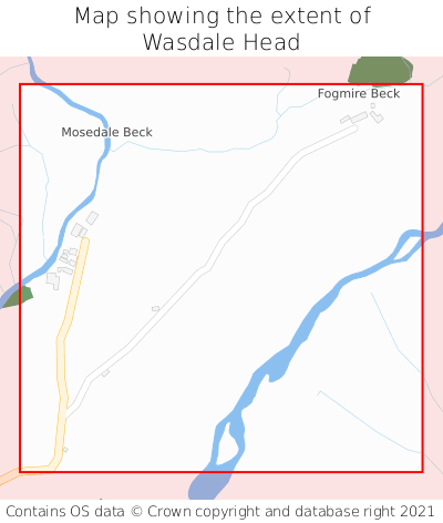 Map showing extent of Wasdale Head as bounding box