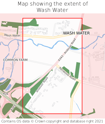 Map showing extent of Wash Water as bounding box