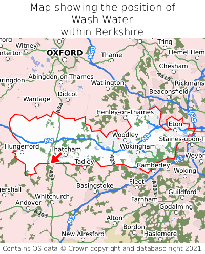 Map showing location of Wash Water within Berkshire