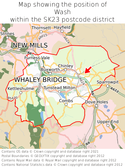 Map showing location of Wash within SK23