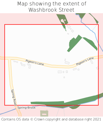 Map showing extent of Washbrook Street as bounding box