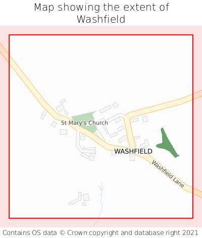Map showing extent of Washfield as bounding box
