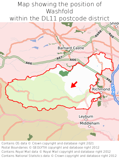 Map showing location of Washfold within DL11
