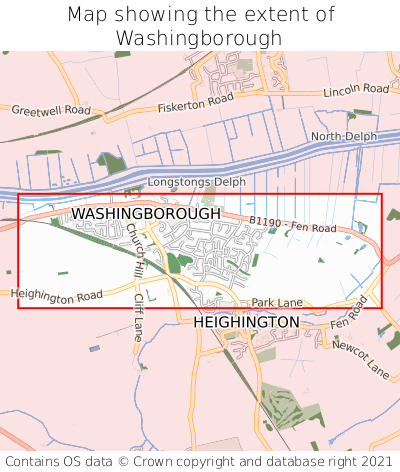 Map showing extent of Washingborough as bounding box