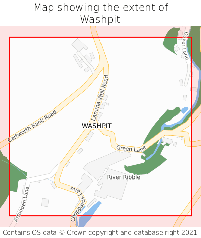 Map showing extent of Washpit as bounding box