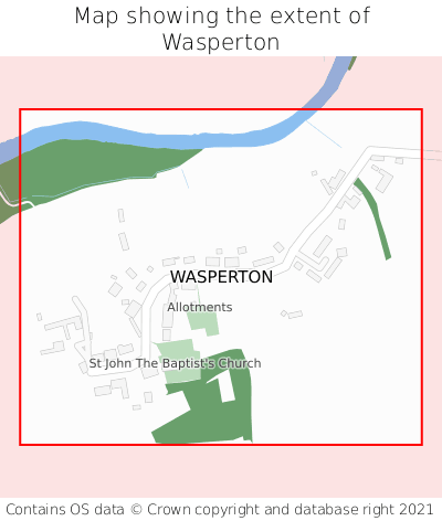 Map showing extent of Wasperton as bounding box