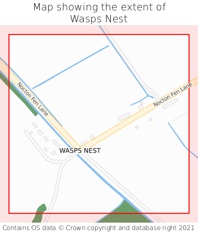 Map showing extent of Wasps Nest as bounding box