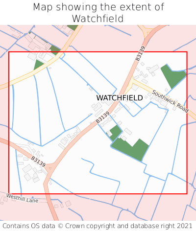 Map showing extent of Watchfield as bounding box