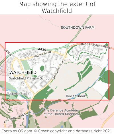Map showing extent of Watchfield as bounding box