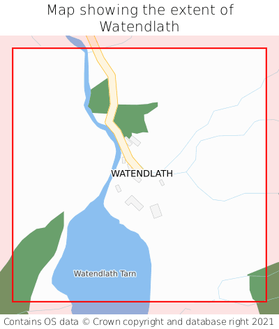 Map showing extent of Watendlath as bounding box