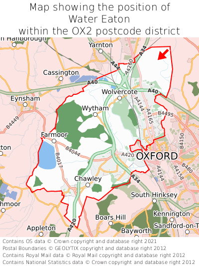 Map showing location of Water Eaton within OX2