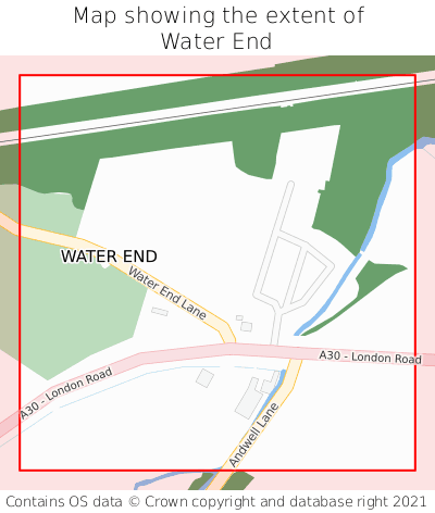 Map showing extent of Water End as bounding box