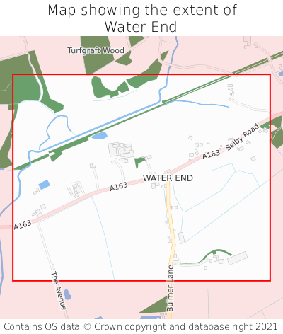 Map showing extent of Water End as bounding box