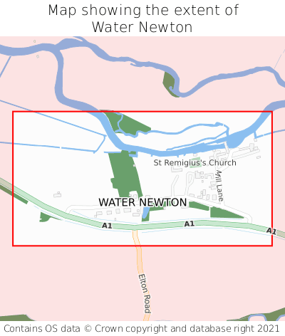 Map showing extent of Water Newton as bounding box