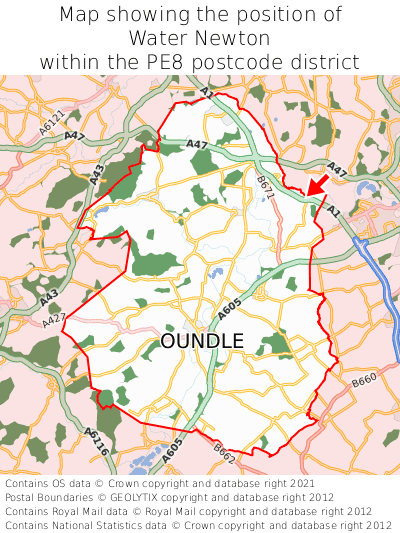 Map showing location of Water Newton within PE8