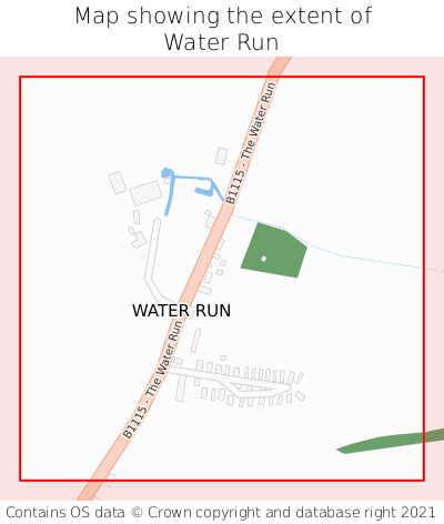 Map showing extent of Water Run as bounding box