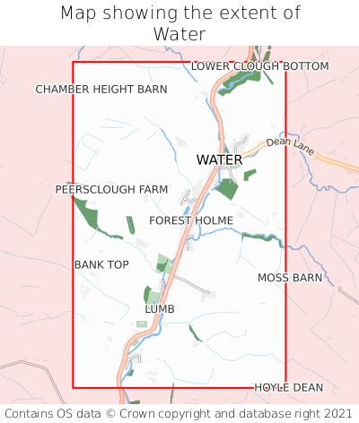Map showing extent of Water as bounding box