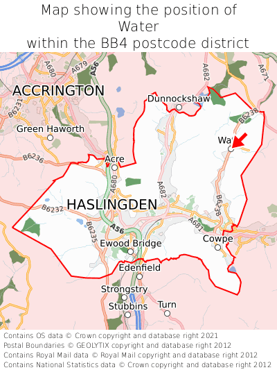 Map showing location of Water within BB4