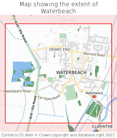 Map showing extent of Waterbeach as bounding box