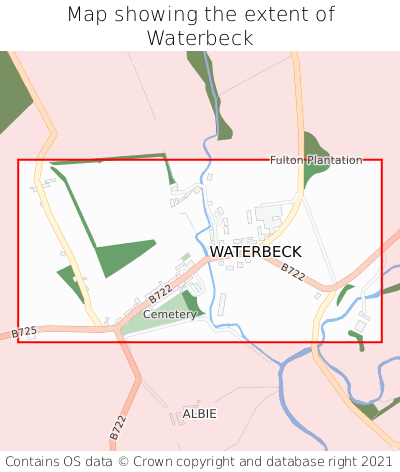 Map showing extent of Waterbeck as bounding box