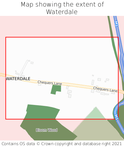 Map showing extent of Waterdale as bounding box