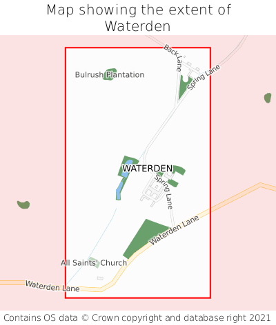 Map showing extent of Waterden as bounding box