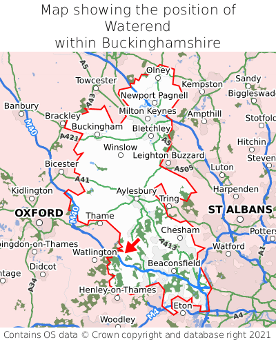 Map showing location of Waterend within Buckinghamshire