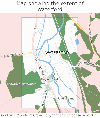 Map showing extent of Waterford as bounding box