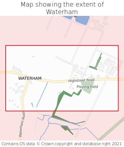 Map showing extent of Waterham as bounding box