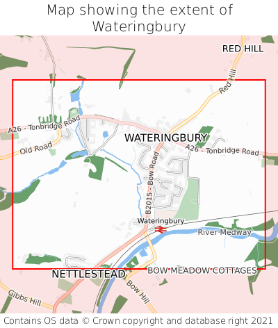Map showing extent of Wateringbury as bounding box