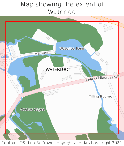 Map showing extent of Waterloo as bounding box