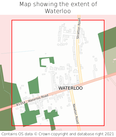 Map showing extent of Waterloo as bounding box