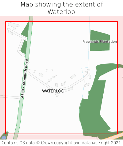 Map showing extent of Waterloo as bounding box
