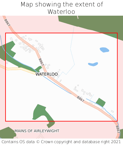 Map showing extent of Waterloo as bounding box