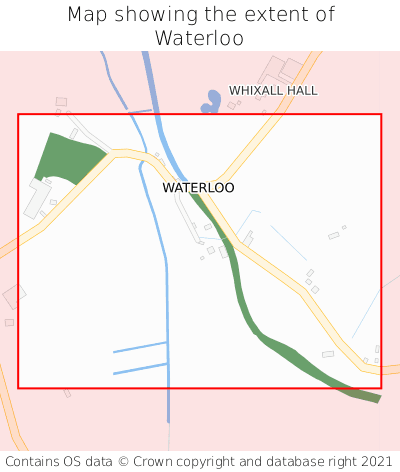 Map showing extent of Waterloo as bounding box